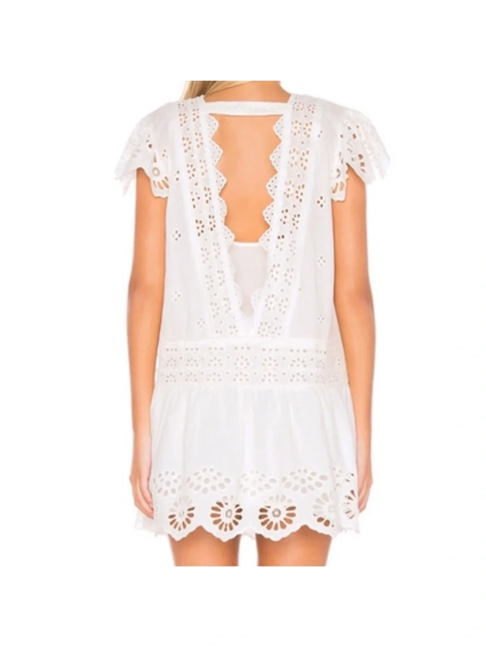 Free People Esperanza White Eyelet Lace-Up Summer Dress